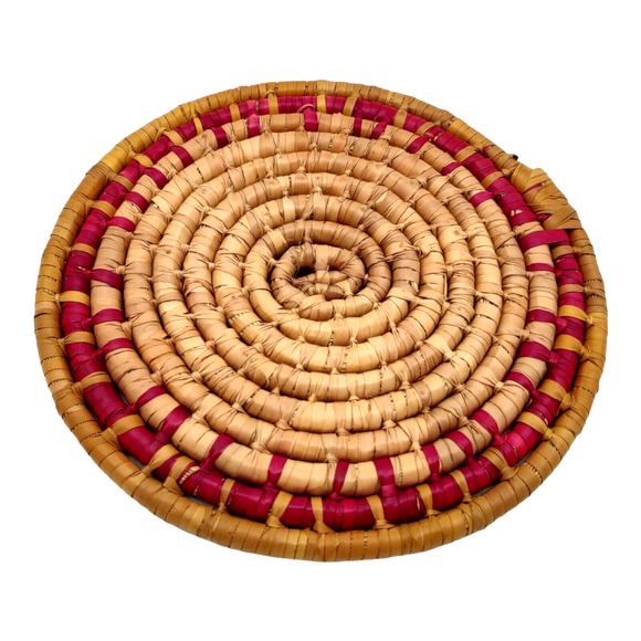 4 Handcrafted Vintage African Coil Basket Woven Wicker Rattan Trivets Wall Decor - Picture 13 of 16